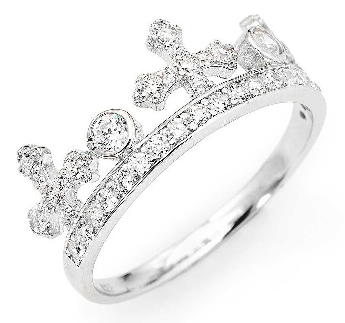 Amen Originálne strieborný prsteň so zirkónmi Crowns AC1 52 mm