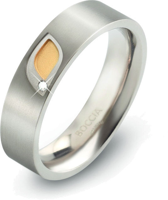 Boccia Titanium Titánový prsteň s briliantom 0146-01 49 mm
