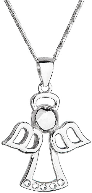 Evolution Group Krásny strieborný náhrdelník Anjelik s kryštálmi Swarovski 32076.1 (retiazka, prívesok)