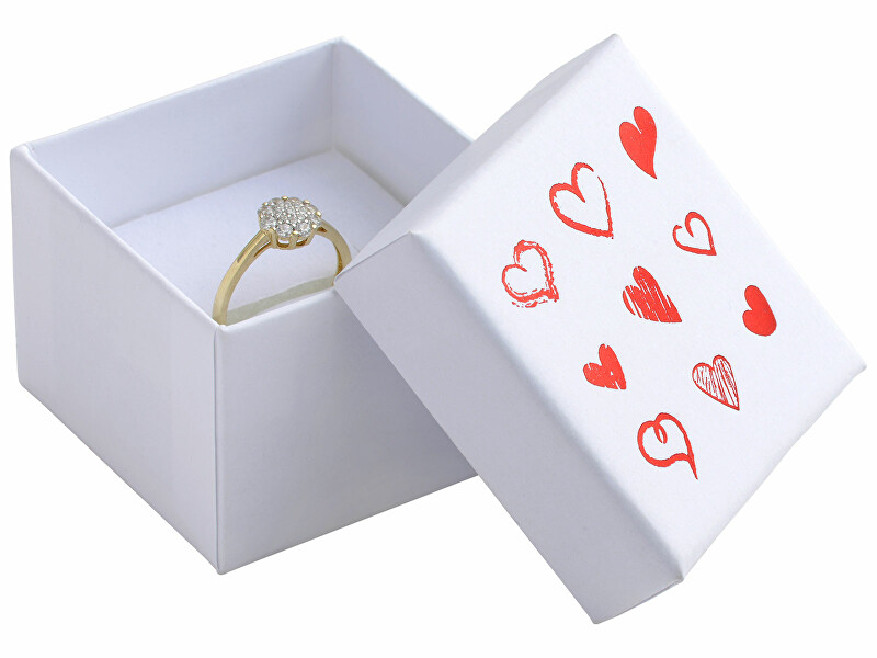 JK Box Biela darčeková krabička na šperky so srdiečkami HRT-3 A1 A7