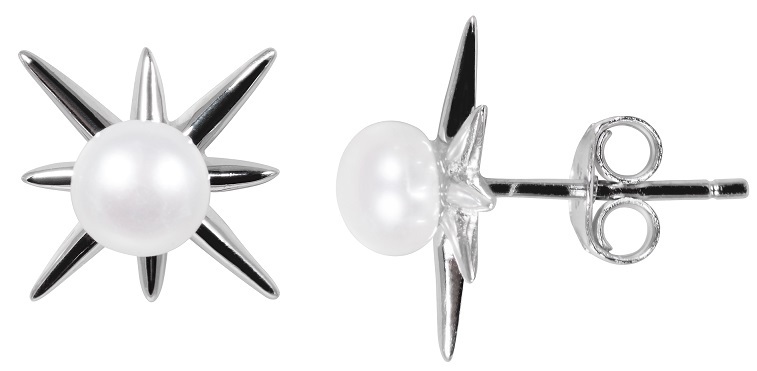 JwL Luxury Pearls Strieborné náušnice Star s pravými perlami JL0544