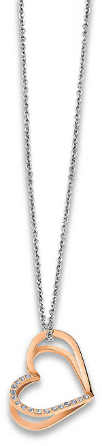 Lotus Style Srdiečkový bicolor náhrdelník s kryštálmi LS1872-1   2