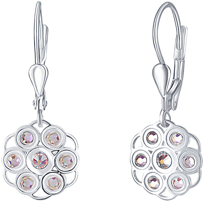 Praqia Jewellery Kvetinové strieborné náušnice s kryštálmi Emma NA6089_RH