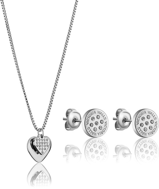 Victoria Walls Elegantná oceľová sada šperkov s kryštálmi VS1117S (náušnice, náhrdelník)